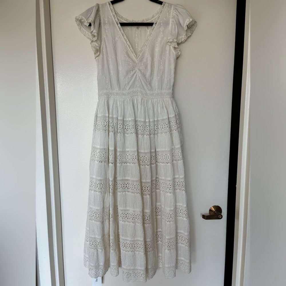 LoveShackFancy Abena Crochet Midi dress size small